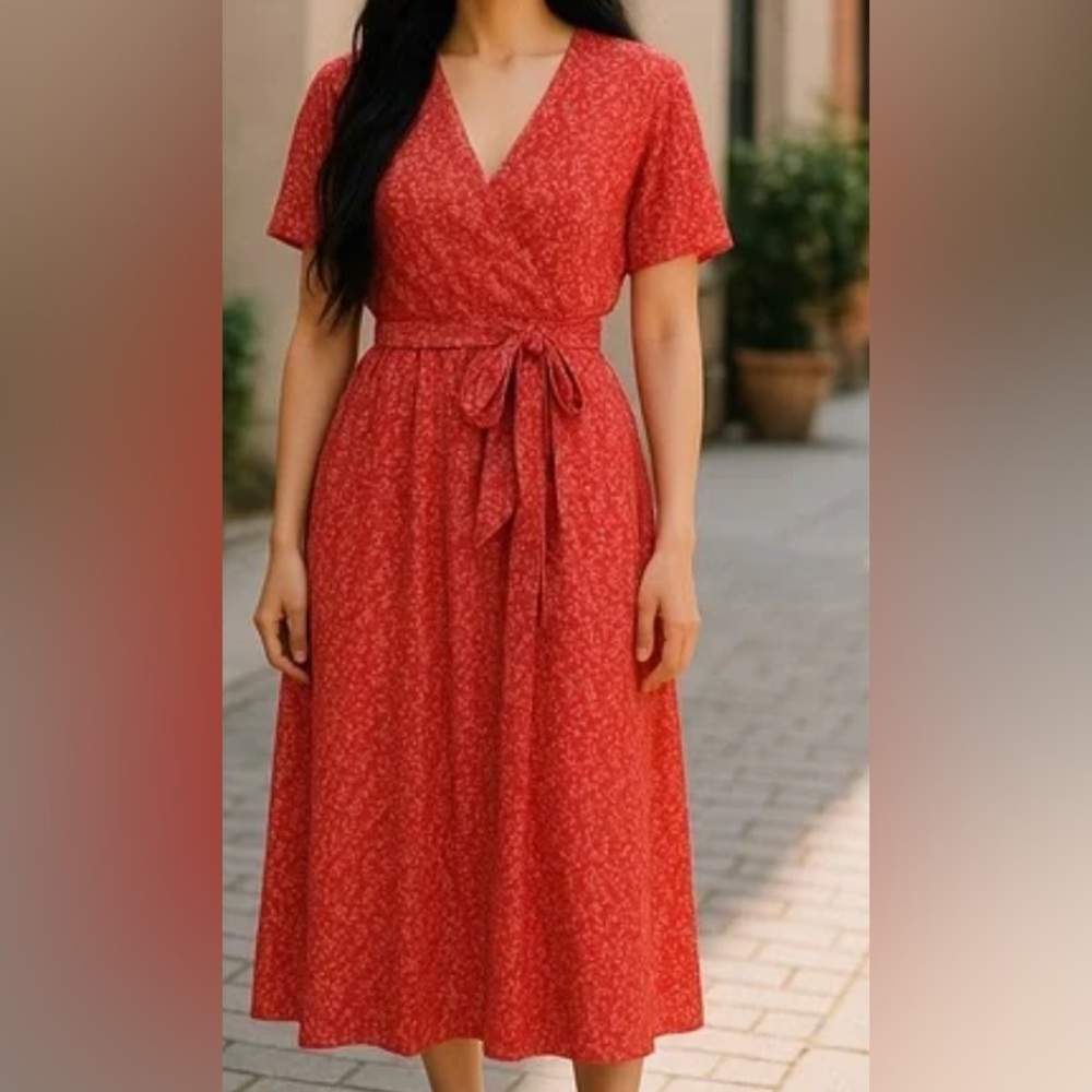 URBAN OUTFITTERS Elegant Red Floral Dress